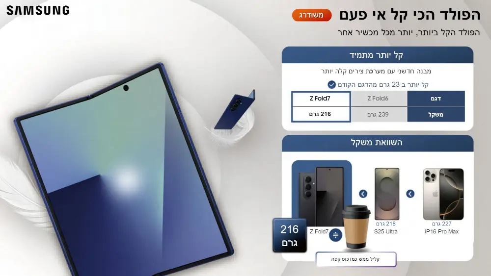 סמארטפון Galaxy Z Fold 7 - Galaxy AI מבית Samsung