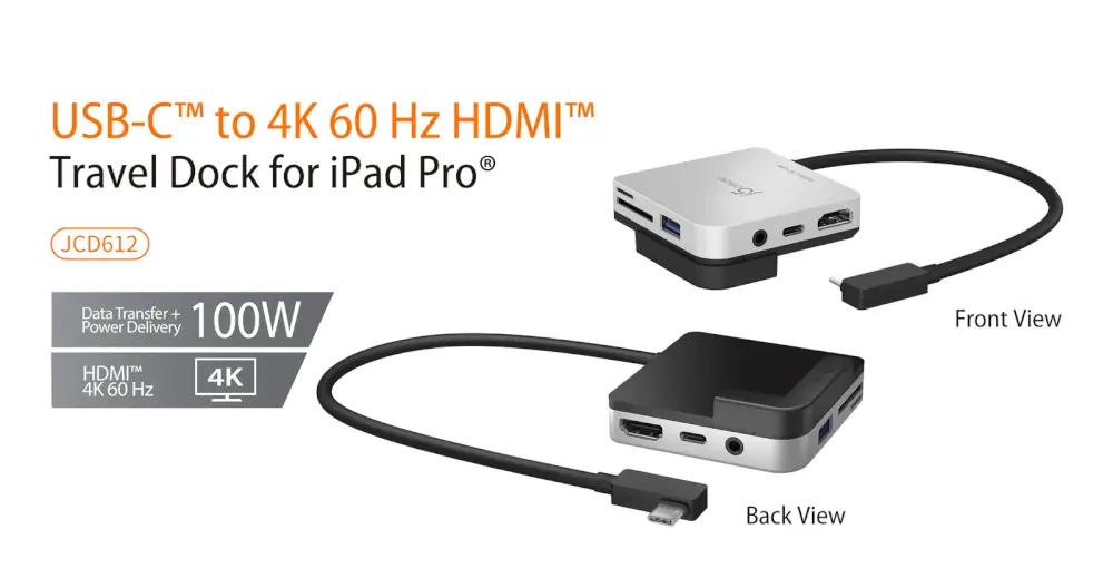 תחנת עגינה USB-C 4K 60Hz HDMI ל-iPad Pro מבית J5CRATE