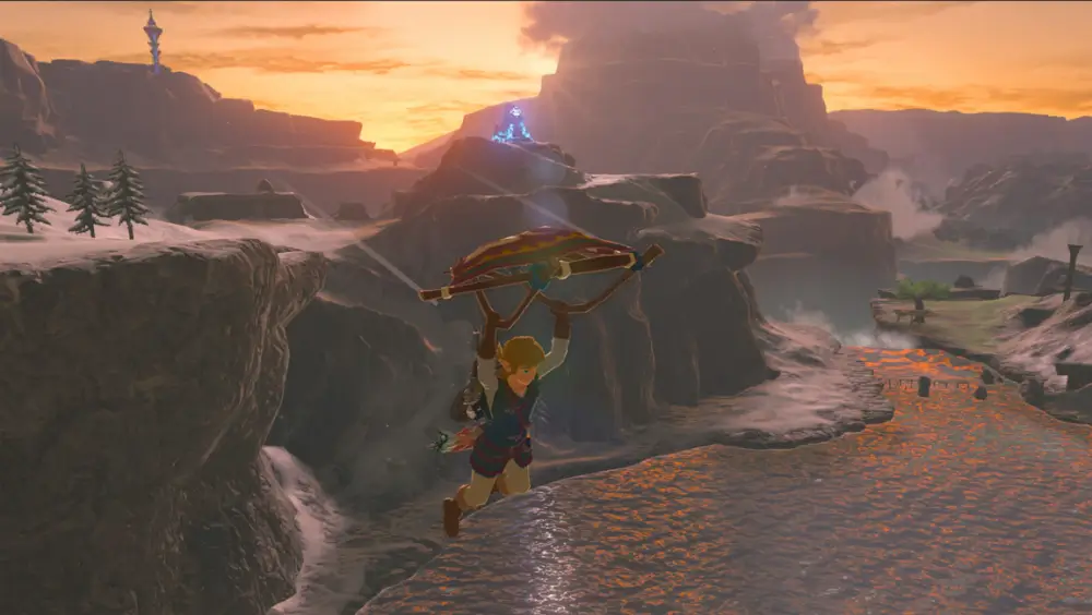 The Legend Of Zelda Breath Of The Wild זלדה עפה ומתחתיה מים והרים