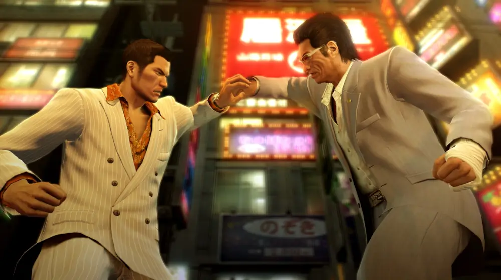 Yakuza 0 Director’s Cut שני שחקנים הולכים מכות במועדון הקברט