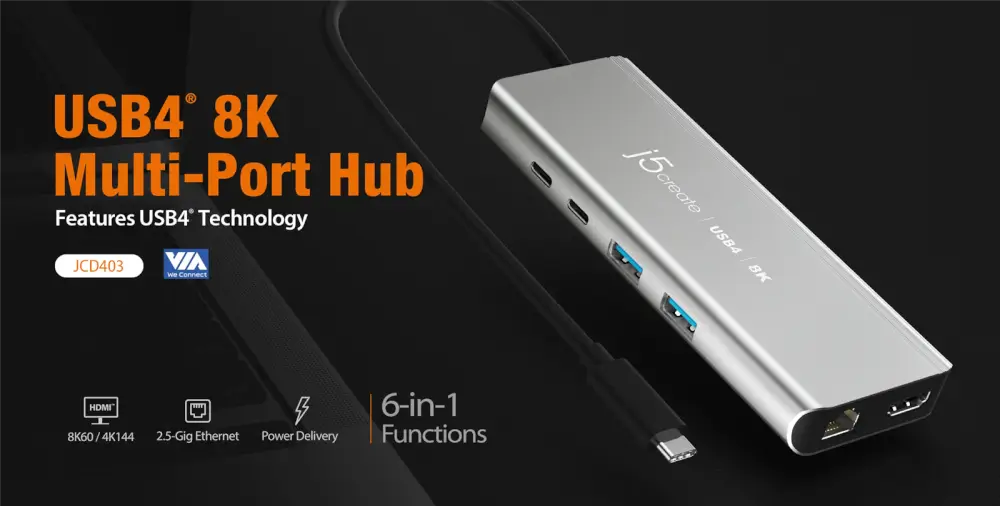 רכזת USB4 8K Multi-Port מבית J5CRATE