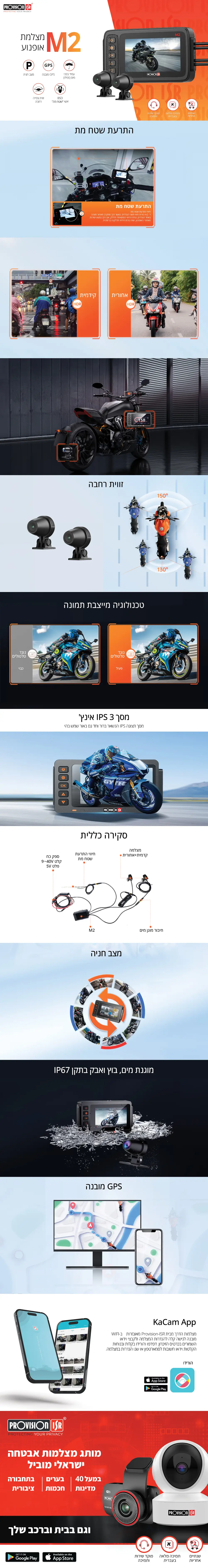 מצלמת דרך לאופנוע M2 FHD