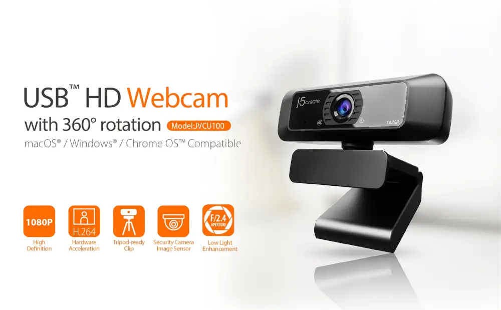 מצלמת רשת מסתובבת 360 מעלות USB HD מבית J5CRATE