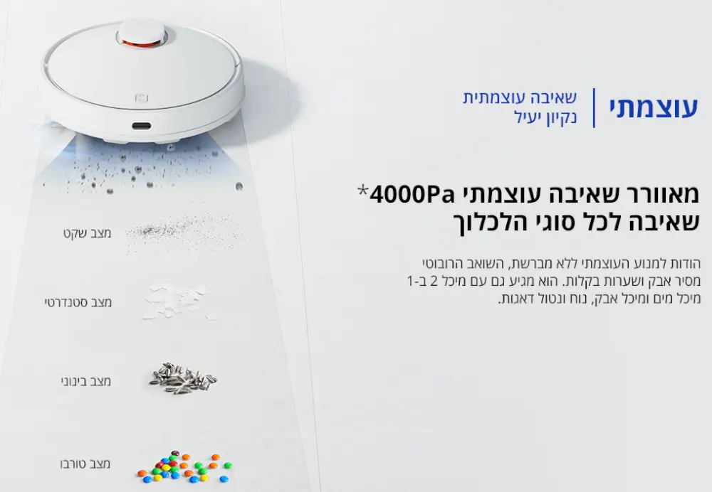 עוצמתי/ שאיבה עוצמתית וניקיון יעיל