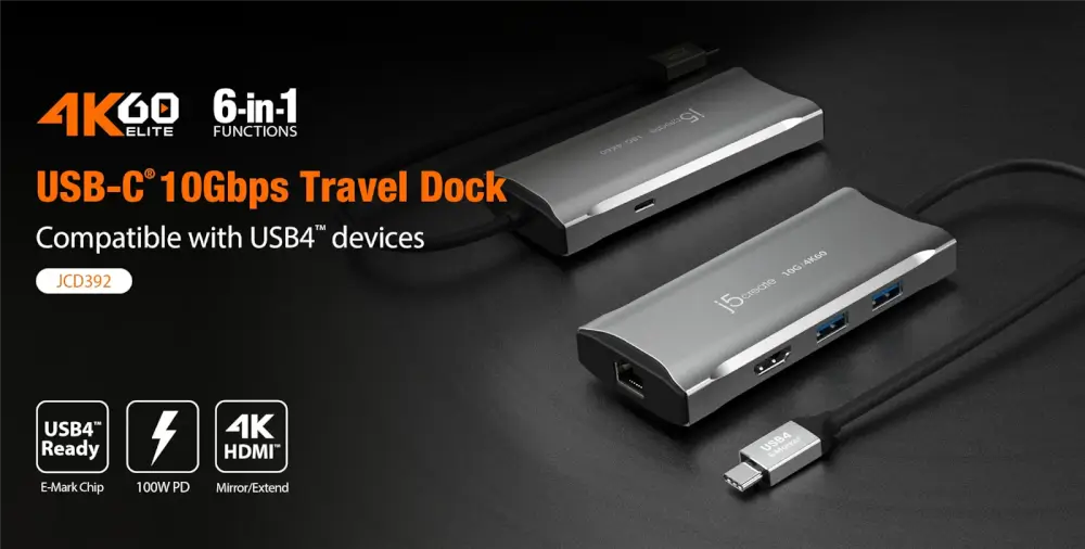 רכזת 4K60 Elite USB-C מבית J5CRATE