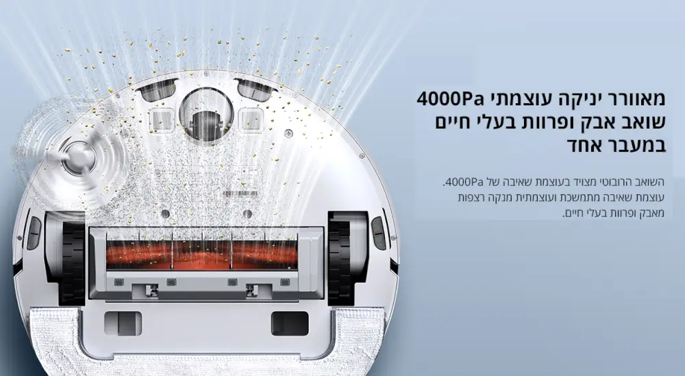 מאוורר יניקה עוצמתי 4000Pa שואב אבק ופרוות בעלי חיים במעבר אחד