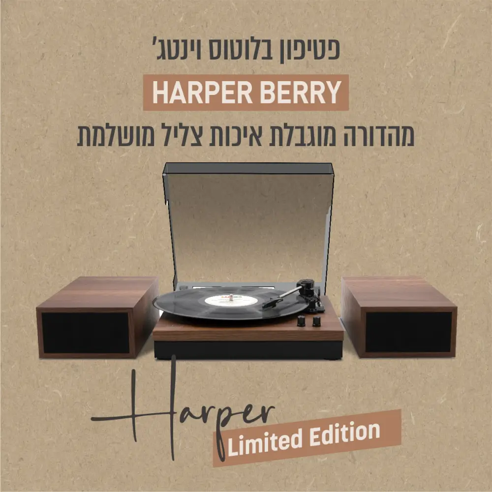 פטיפון אלחוטי עם רמקולי סטריאו מדפיים Berry מבית Harper