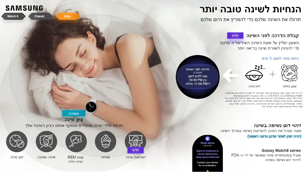 שעון חכם Galaxy Watch 8 מבית Samsung