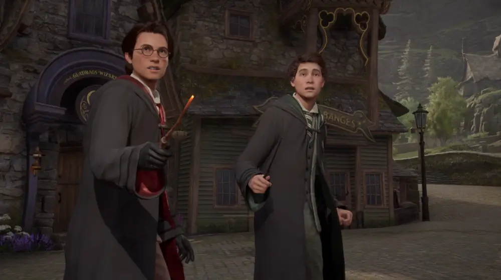 הארי פוטר ורון ומאחוריהם טירה Hogwarts Legacy