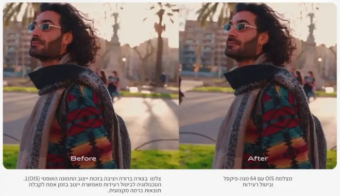 מצלמת OIS 64MP לצילום ברור ויציב