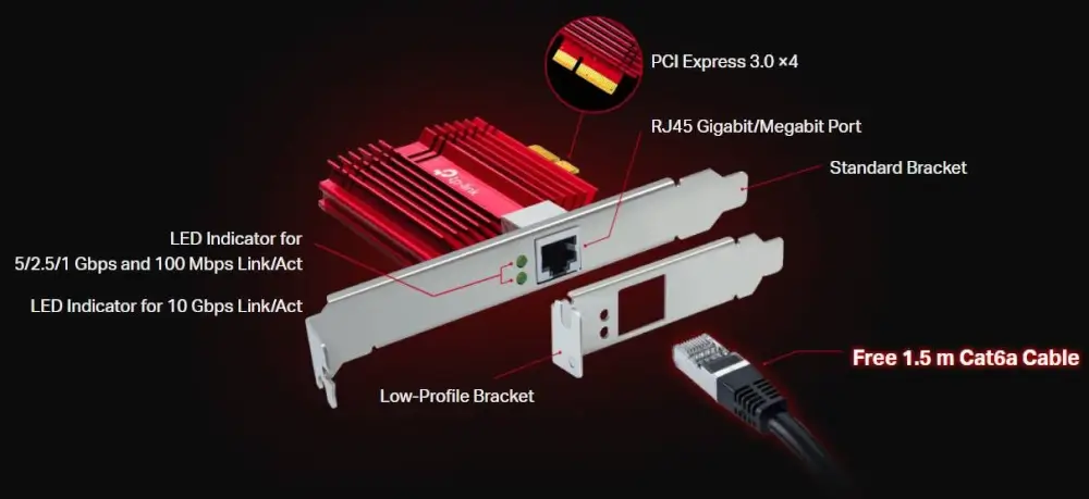 כרטיס רשת TX401 10 Gigabit PCI Express מבית TP-Link