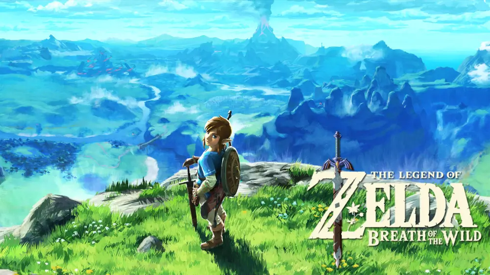 The Legend Of Zelda Breath Of The Wild זלדה וברקע דשא והרים
