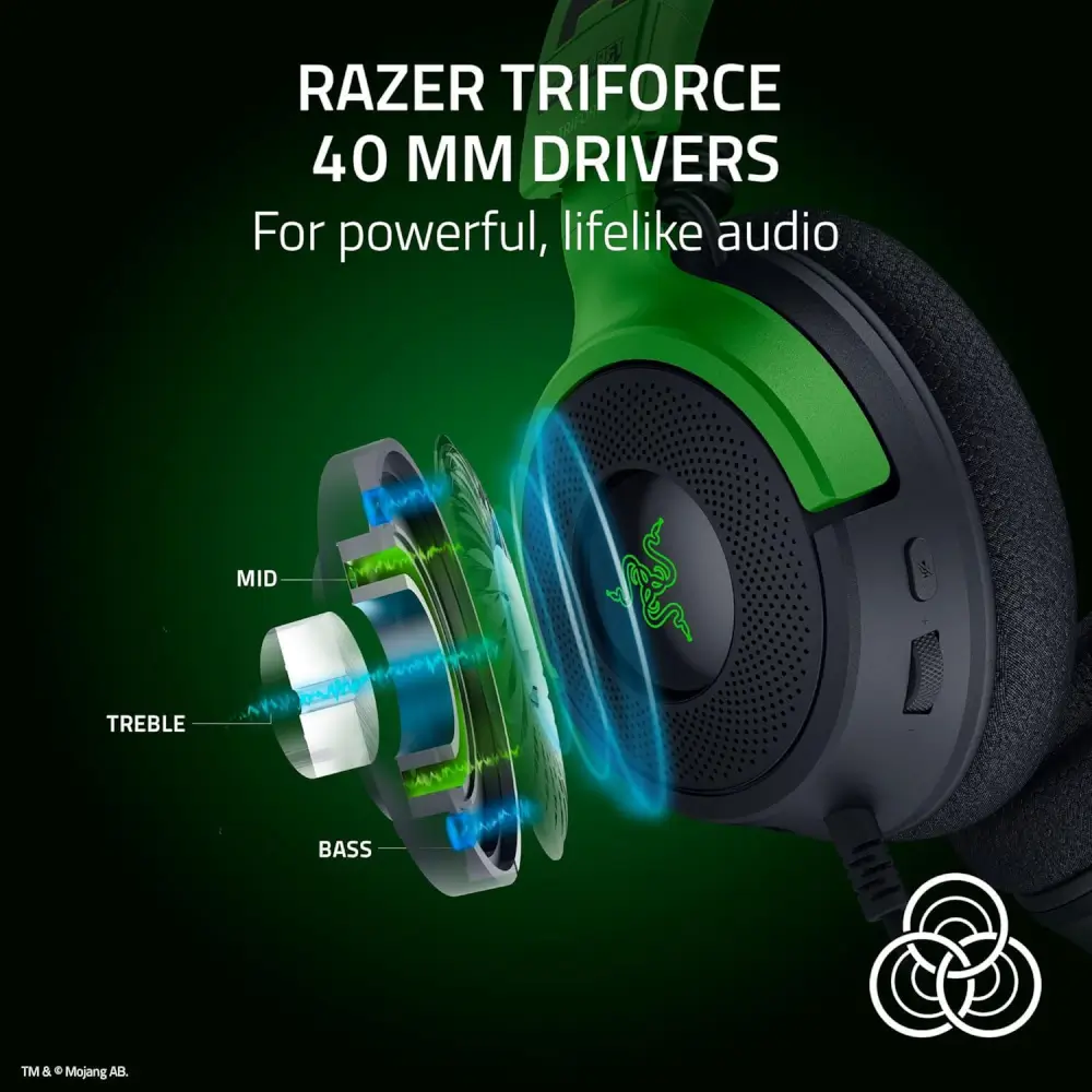 אוזניות גיימינג חוטיות Kraken V4 X Minecraft Edition מבית Razer