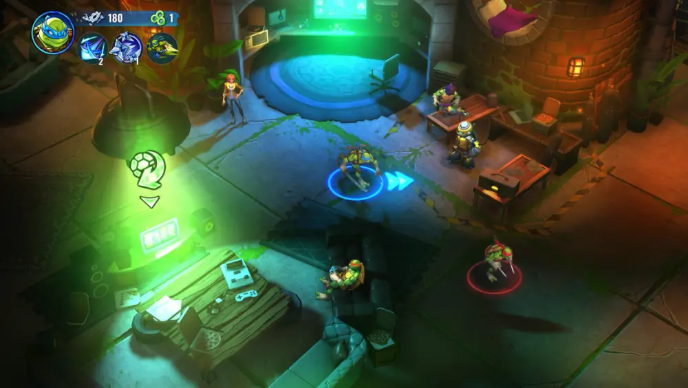 Teenage Mutant Ninja Turtles Splintered Fate ארבעת הצבים ויש אור כחול וירוק