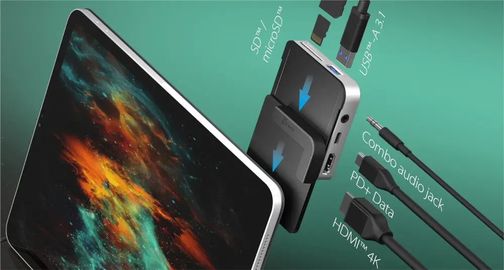 תחנת עגינה USB-C 4K 60Hz HDMI ל-iPad Pro מבית J5CRATE.
