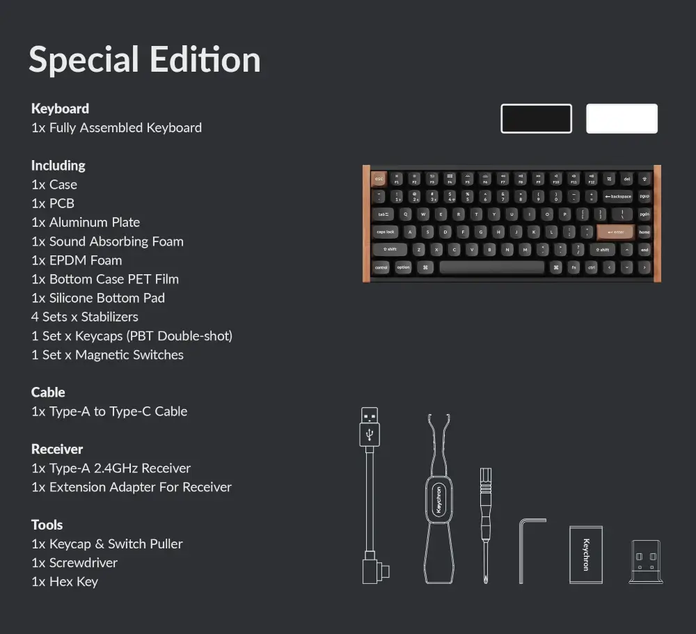 מקלדת אלחוטית מכנית K2 HE מבית Keychron