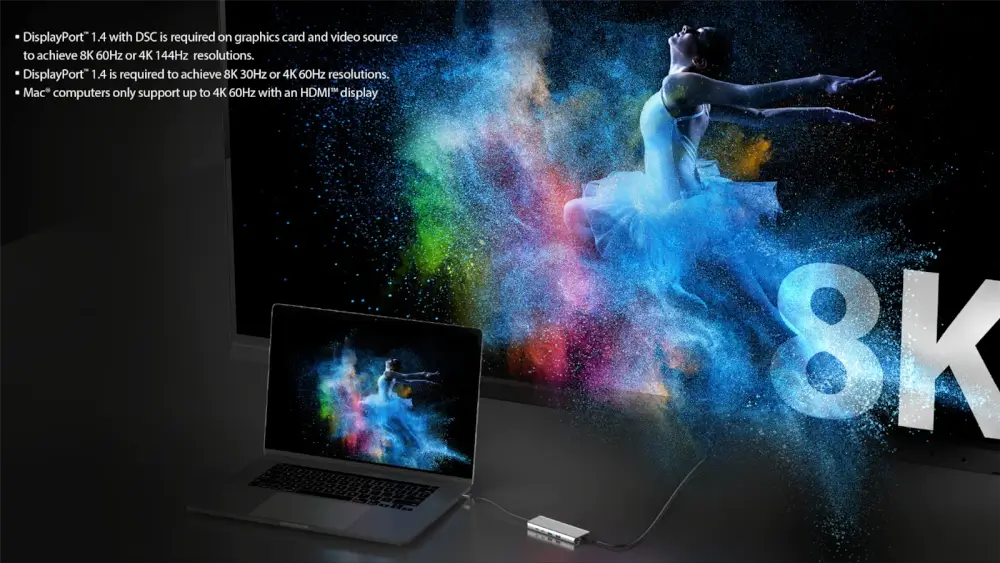 תומך בעד 8K60Hz ו-4K144Hz לחוויה חזותית באיכות גבוהה