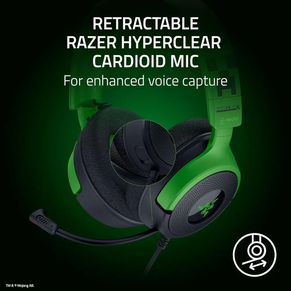 אוזניות גיימינג חוטיות Kraken V4 X Minecraft Edition מבית Razer