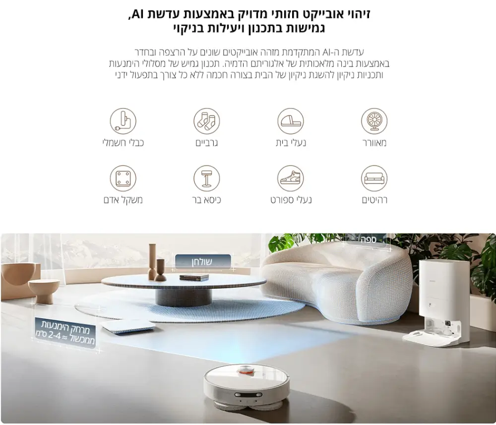 זיהוי אובייקט חזותי מדויק באמצעות עדשת AI, גמישות בתכנון ויעילות בניקוי