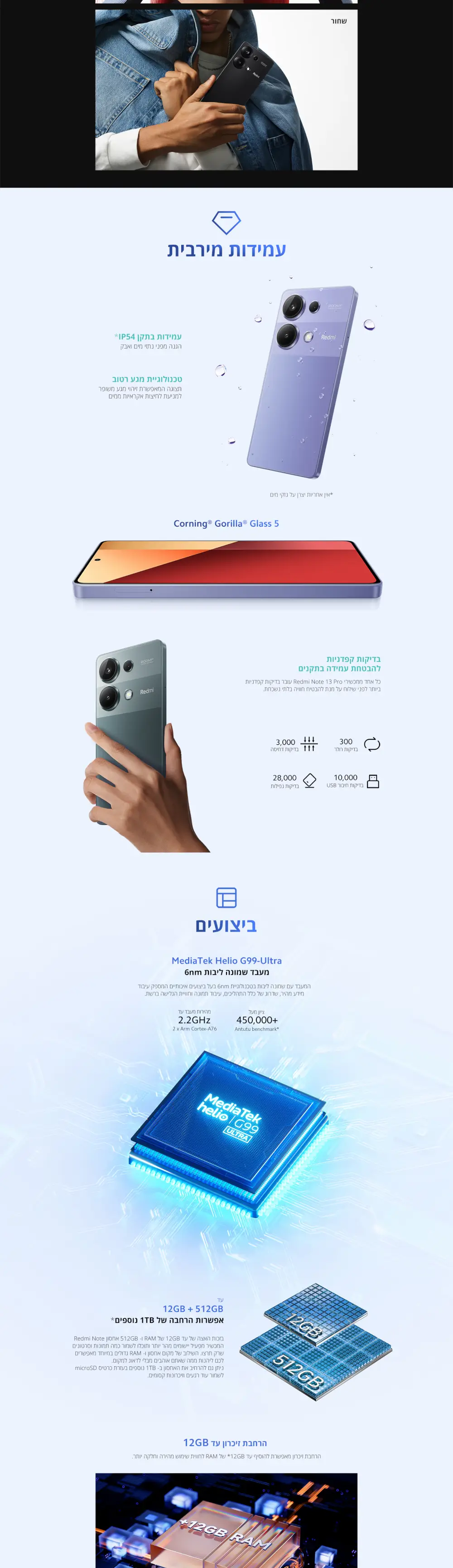 סמארטפון Redmi note 13 Pro 8+256