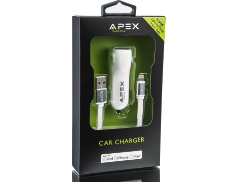 מטען לרכב  USB Lightning  APEX
