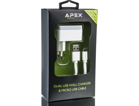 מטען קיר  USB ו-MicroUSB APEX