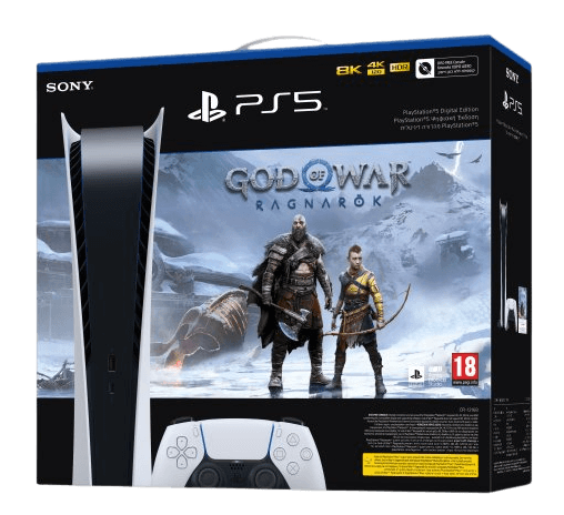 קונסולה לבנה ללא כונן תקליטורים PlayStation 5 825GB Digital GOW Ragnarok Playstation - PS5