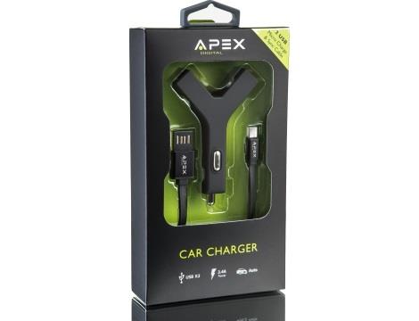 מטען לרכב  USB ל-MicroUSB  APEX