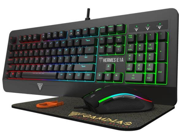 סט מקלדת+עכבר+משטח  HERMES E1A 7 COLOR Gamdias
