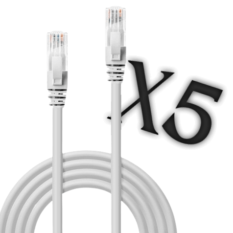 כבל רשת 1 מטר סט 5 יח' CAT6E PROTEC