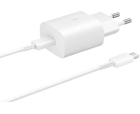 מטען קיר מהיר + כבל USB Type-C באורך 1.8 מטר Super Fast Travel Charger 25W Samsung