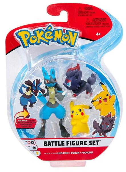 Battle Figure Set (3PK: Pikachu #2, Zorua, Lucario) Pokemon