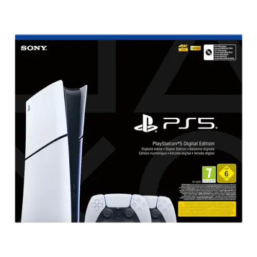 קונסולה לבנה Playstation 5 Slim 1TB Digital 2 Controllers thumbnail