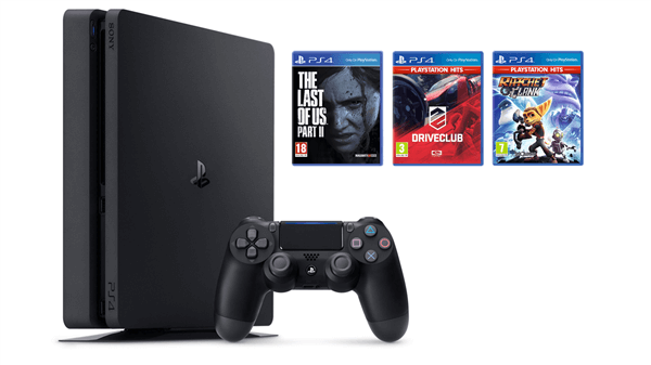 קונסולת Playstation 4 Slim 1TB The Last of U Part 2 + Ratchet&Clank + Drive Club Playstation - PS4