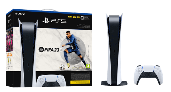 קונסולה לבנה ללא כונן תקליטורים PlayStation 5 825GB Digital+ FIFA 23 Download Playstation - PS5