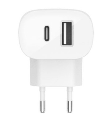 מטען קיר קומפקטי לטעינה מהירה + כבל USB-A+USB-C Lightning Belkin