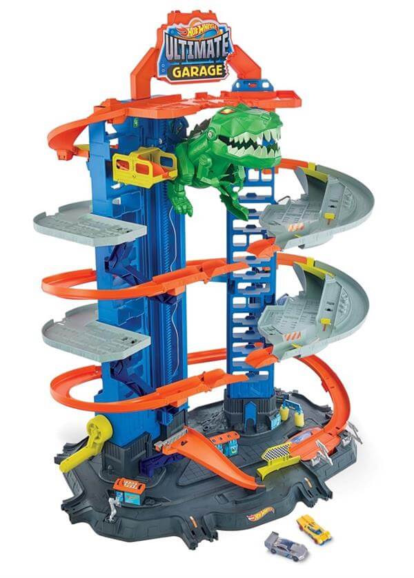חניון מכוניות ענק עם טי רקס HOT WHEELS