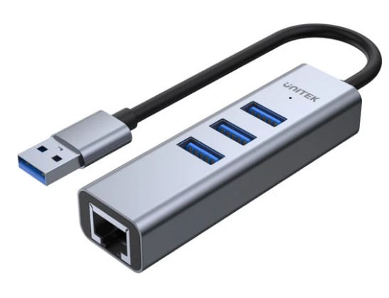 מתאם uHUB Q4+ 4-in-1 USB-A Ethernet Hub UNITEK 