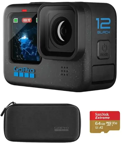 קיט מצלמת אקסטרים + כרטיס זיכרון ותיק נשיאה HERO12 black GoPro