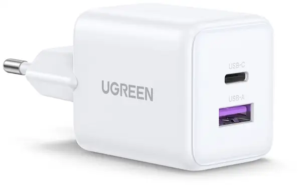 מטען קיר- טעינה מהירה GaN 30W עם 2 יציאות  UGREEN