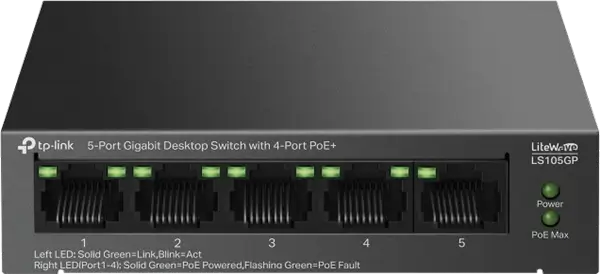 מתג 5 פורטים LS105GP TP-Link