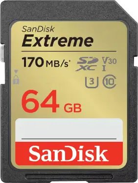 כרטיס זכרון Extreme SD 170/80mbs 64GB Sandisk