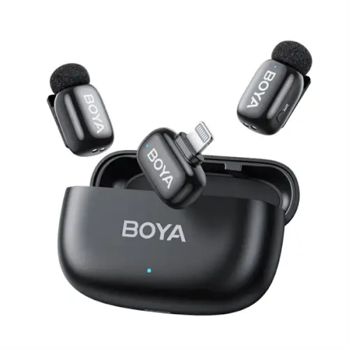 סט 2 מיקרופונים אלחוטיים וקייס טעינה Mini 15 Lightning  BOYA