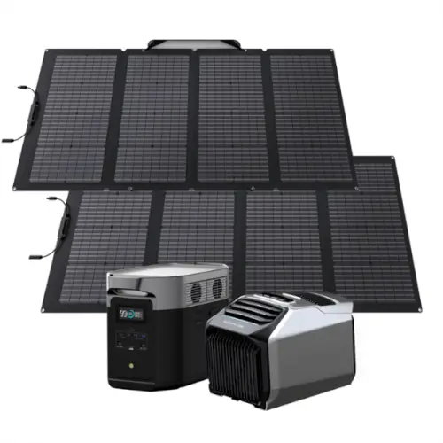 קיט תחנת כח DELTA2000MAX קיבולת 2Kwh הספק 2.4KW+מזגן שטח+פאנל ECOFLOW