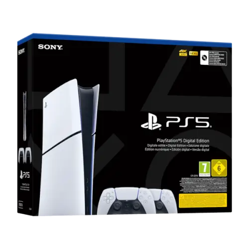 קונסולה לבנה Playstation 5 Slim 1TB Digital 2 Controllers Playstation - PS5