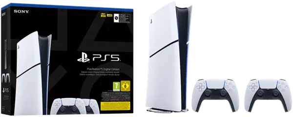 באנדל קונסולה לבנה ללא תקליטור עם 2 שלטים  Playstation 5 Digital 825GB Playstation - PS5