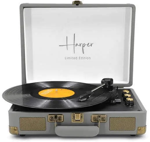 פטיפון + רדיו מזוודה משולב רמקולים מובנים HRT-10W Harper