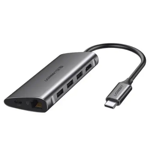 מתאם Type-C עם מגוון חיבורים USB-C to 3xUSB 3.0 + HDMI + RJ45 + SD/TF UGREEN