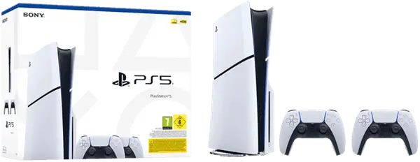 באנדל קונסולה לבנה עם 2 שלטים Playstation 5 Slim 1TB Blu-Ray  Playstation - PS5