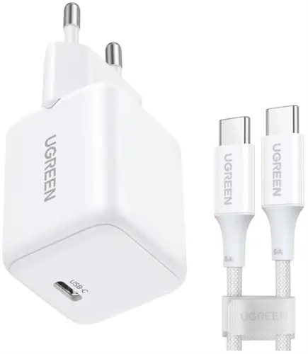 מטען קיר מהיר GaN 30W + כבל USB-C באורך מטר UGREEN